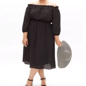 NWT‎ Lane Bryant X Beauti Curve Sheer Off The Shoulder Puff Sleeve Dress 18/20